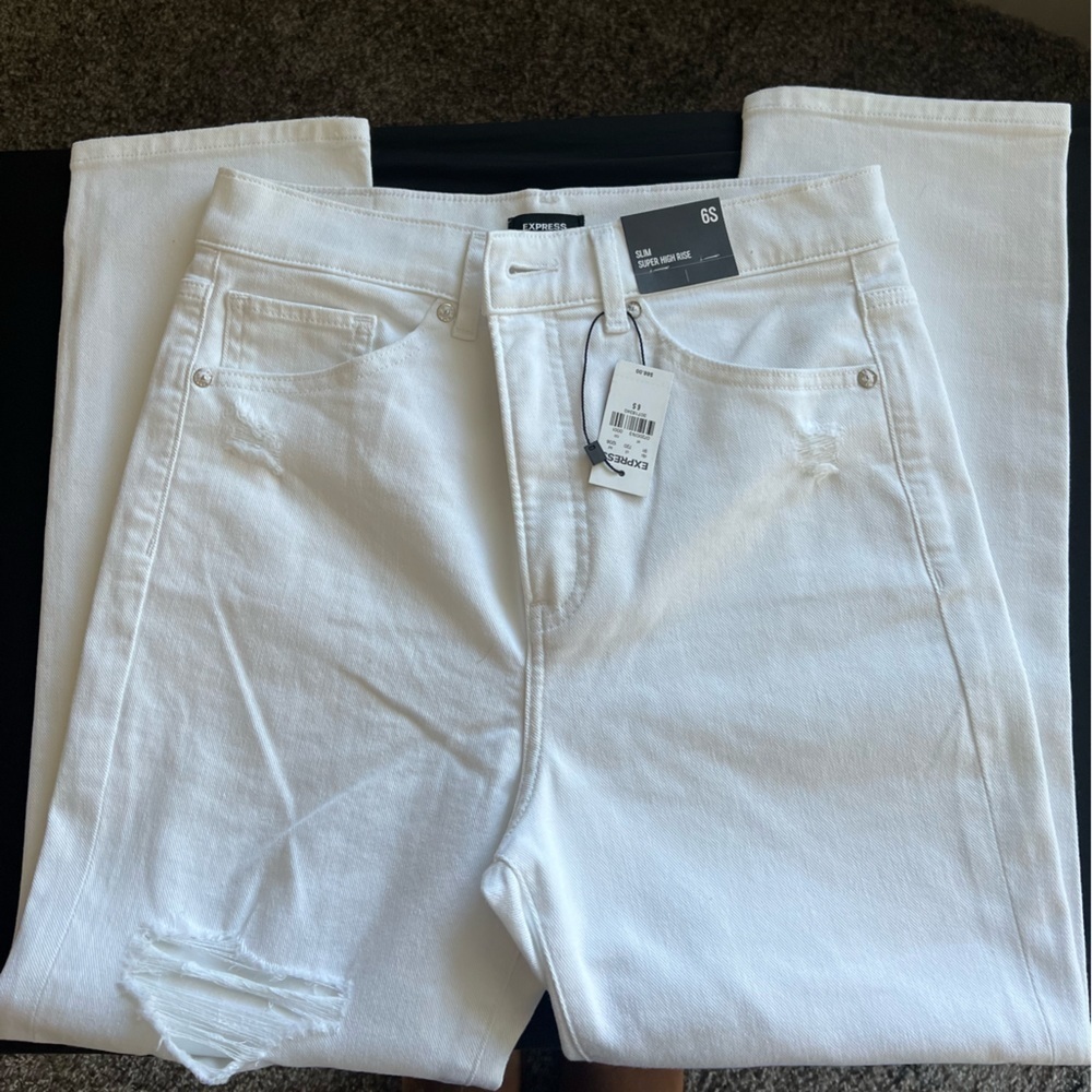 EXPRESS Slim Super High Rise jeans, 6S, White